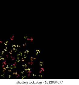 Pretty summer background with anchors. Anchor In Cartoon Free Style. Pattern Art Illustration Vector
