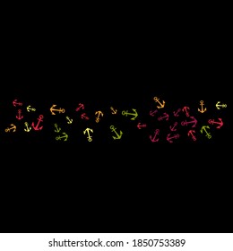 Pretty summer background with anchors. Anchor In Cartoon Free Style. Pattern Art Illustration Vector
