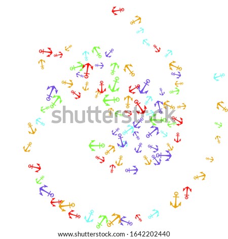 Pretty summer background with anchors. Anchor In Cartoon Free Style. Pattern Art Illustration Vector