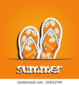 Pretty summer background with slippers, vector