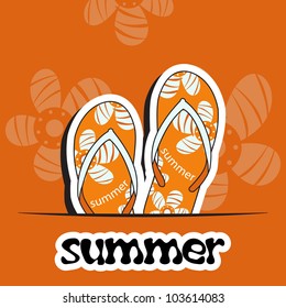 Pretty summer background with slippers, vector