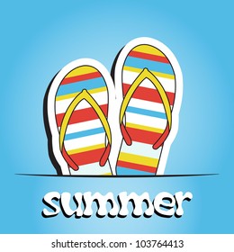 Pretty summer background with slippers, vector