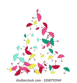 Pretty summer background with umbrellas. Umbrellas In Cartoon Free Style. Pattern Art Illustration Vector
