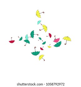 Pretty summer background with umbrellas. Umbrellas In Cartoon Free Style. Pattern Art Illustration Vector
