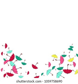 Pretty summer background with umbrellas. Umbrellas In Cartoon Free Style. Pattern Art Illustration Vector