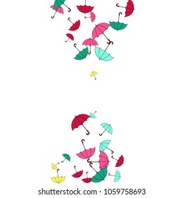 Pretty summer background with umbrellas. Umbrellas In Cartoon Free Style. Pattern Art Illustration Vector