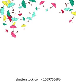 Pretty summer background with umbrellas. Umbrellas In Cartoon Free Style. Pattern Art Illustration Vector