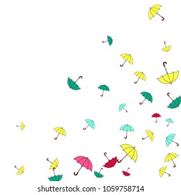 Pretty summer background with umbrellas. Umbrellas In Cartoon Free Style. Pattern Art Illustration Vector