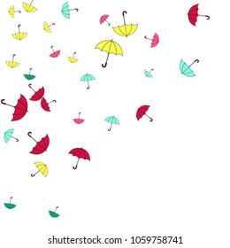 Pretty summer background with umbrellas. Umbrellas In Cartoon Free Style. Pattern Art Illustration Vector
