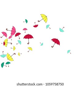 Pretty summer background with umbrellas. Umbrellas In Cartoon Free Style. Pattern Art Illustration Vector
