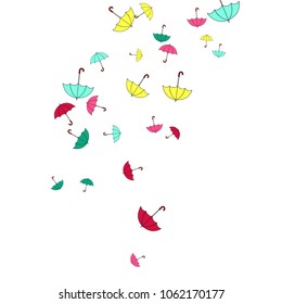 Pretty summer background with umbrellas. Umbrellas In Cartoon Free Style. Pattern Art Illustration Vector