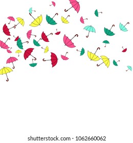 Pretty summer background with umbrellas. Umbrellas In Cartoon Free Style. Pattern Art Illustration Vector