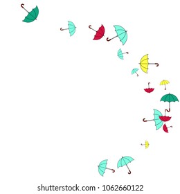 Pretty summer background with umbrellas. Umbrellas In Cartoon Free Style. Pattern Art Illustration Vector
