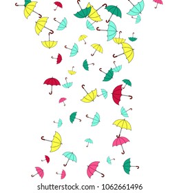 Pretty summer background with umbrellas. Umbrellas In Cartoon Free Style. Pattern Art Illustration Vector