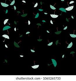 Pretty summer background with umbrellas. Umbrellas In Cartoon Free Style. Pattern Art Illustration Vector