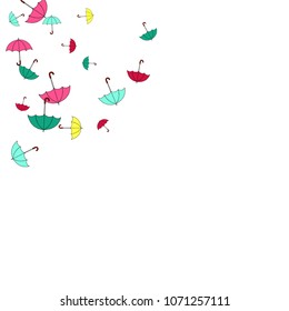 Pretty summer background with umbrellas. Umbrellas In Cartoon Free Style. Pattern Art Illustration Vector
