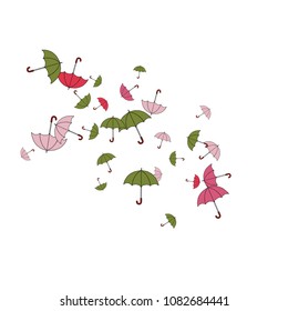 Pretty summer background with umbrellas. Umbrellas In Cartoon Free Style. Pattern Art Illustration Vector
