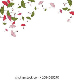 Pretty summer background with umbrellas. Umbrellas In Cartoon Free Style. Pattern Art Illustration Vector
