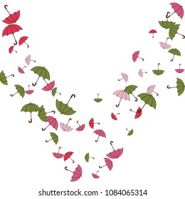 Pretty summer background with umbrellas. Umbrellas In Cartoon Free Style. Pattern Art Illustration Vector
