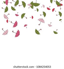 Pretty summer background with umbrellas. Umbrellas In Cartoon Free Style. Pattern Art Illustration Vector
