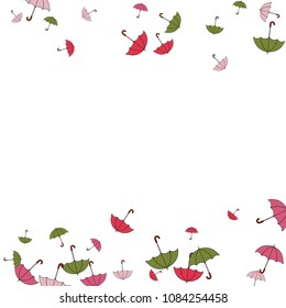 Pretty summer background with umbrellas. Umbrellas In Cartoon Free Style. Pattern Art Illustration Vector
