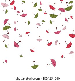 Pretty summer background with umbrellas. Umbrellas In Cartoon Free Style. Pattern Art Illustration Vector
