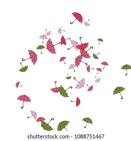 Pretty summer background with umbrellas. Umbrellas In Cartoon Free Style. Pattern Art Illustration Vector
