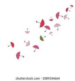 Pretty summer background with umbrellas. Umbrellas In Cartoon Free Style. Pattern Art Illustration Vector

