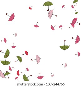 Pretty summer background with umbrellas. Umbrellas In Cartoon Free Style. Pattern Art Illustration Vector
