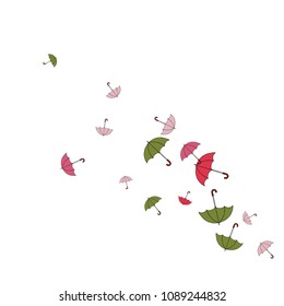 Pretty summer background with umbrellas. Umbrellas In Cartoon Free Style. Pattern Art Illustration Vector
