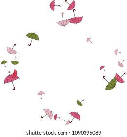 Pretty summer background with umbrellas. Umbrellas In Cartoon Free Style. Pattern Art Illustration Vector
