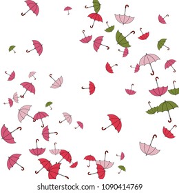 Pretty summer background with umbrellas. Umbrellas In Cartoon Free Style. Pattern Art Illustration Vector
