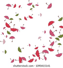 Pretty summer background with umbrellas. Umbrellas In Cartoon Free Style. Pattern Art Illustration Vector
