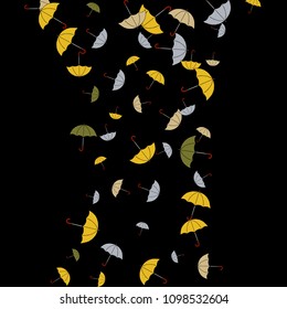 Pretty summer background with umbrellas. Umbrellas In Cartoon Free Style. Pattern Art Illustration Vector
