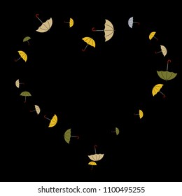 Pretty summer background with umbrellas. Umbrellas In Cartoon Free Style. Pattern Art Illustration Vector
