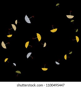 Pretty summer background with umbrellas. Umbrellas In Cartoon Free Style. Pattern Art Illustration Vector
