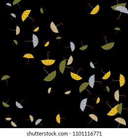 Pretty summer background with umbrellas. Umbrellas In Cartoon Free Style. Pattern Art Illustration Vector
