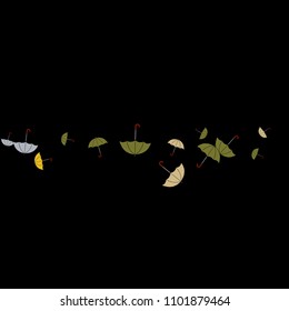 Pretty summer background with umbrellas. Umbrellas In Cartoon Free Style. Pattern Art Illustration Vector
