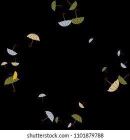 Pretty summer background with umbrellas. Umbrellas In Cartoon Free Style. Pattern Art Illustration Vector
