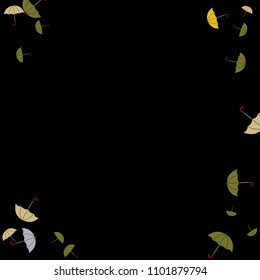 Pretty summer background with umbrellas. Umbrellas In Cartoon Free Style. Pattern Art Illustration Vector
