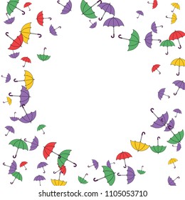 Pretty summer background with umbrellas. Umbrellas In Cartoon Free Style. Pattern Art Illustration Vector
