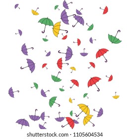 Pretty summer background with umbrellas. Umbrellas In Cartoon Free Style. Pattern Art Illustration Vector
