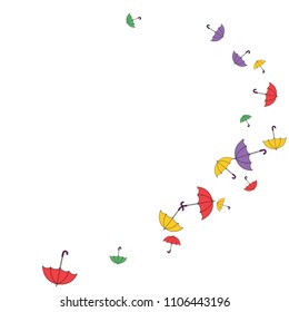 Pretty summer background with umbrellas. Umbrellas In Cartoon Free Style. Pattern Art Illustration Vector
