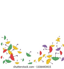 Pretty summer background with umbrellas. Umbrellas In Cartoon Free Style. Pattern Art Illustration Vector
