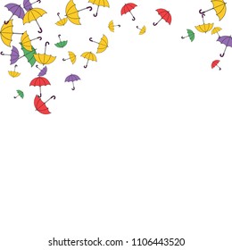 Pretty summer background with umbrellas. Umbrellas In Cartoon Free Style. Pattern Art Illustration Vector
