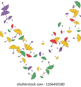 Pretty summer background with umbrellas. Umbrellas In Cartoon Free Style. Pattern Art Illustration Vector
