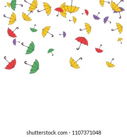 Pretty summer background with umbrellas. Umbrellas In Cartoon Free Style. Pattern Art Illustration Vector
