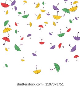 Pretty summer background with umbrellas. Umbrellas In Cartoon Free Style. Pattern Art Illustration Vector
