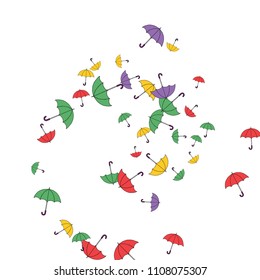 Pretty summer background with umbrellas. Umbrellas In Cartoon Free Style. Pattern Art Illustration Vector
