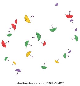 Pretty summer background with umbrellas. Umbrellas In Cartoon Free Style. Pattern Art Illustration Vector
